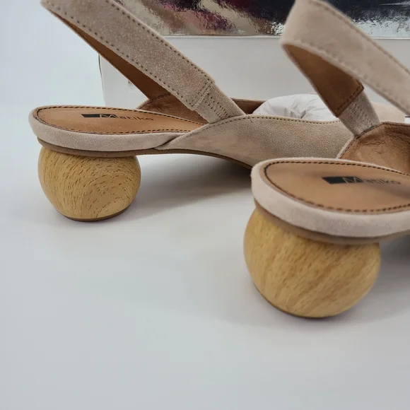 Matiko Cream Leather Slingback Heels - Picture 4 of 10